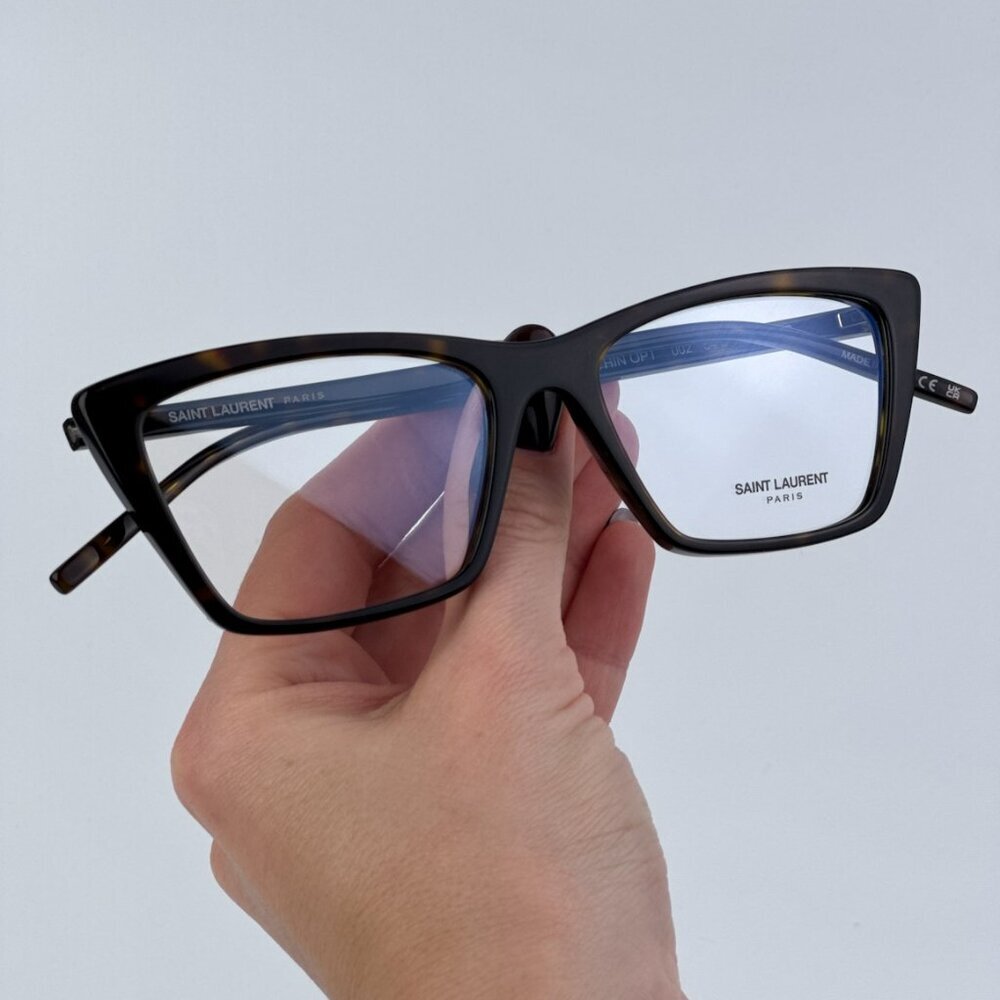 Saint Laurent SL737 MICA THIN OPT 002 BRAND NEW Eyeglasses Dark Havana Cat Eye U
